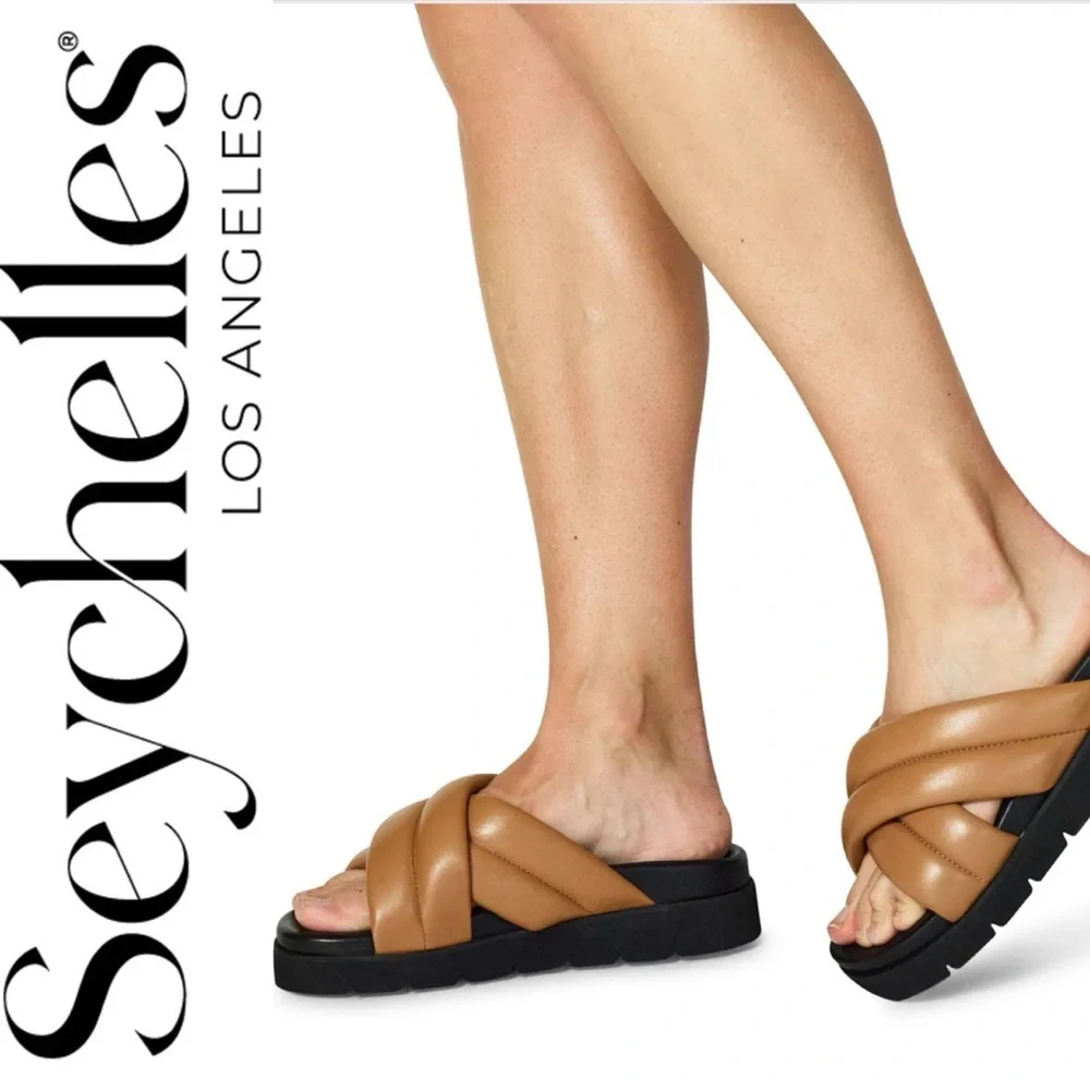 NEW Seychelles Driving Force Platform Sandal in Tan Leather 6